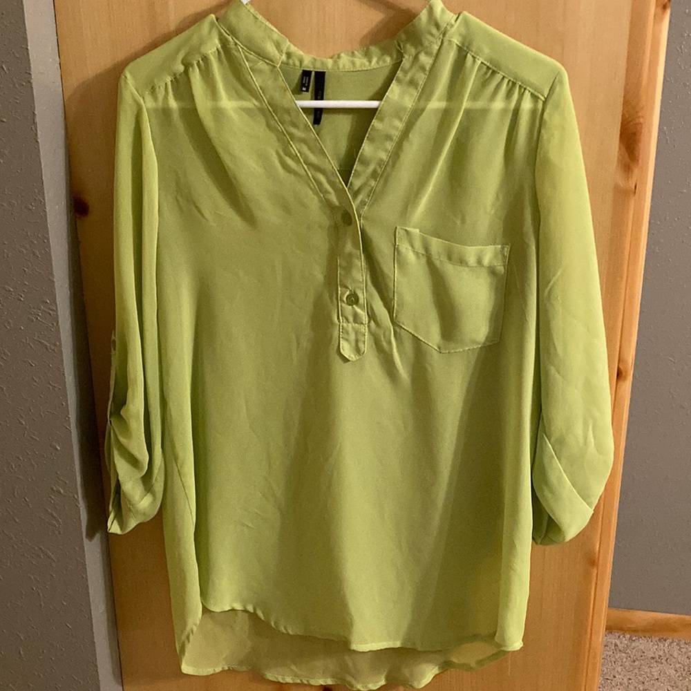 Green V-Neck Blouse